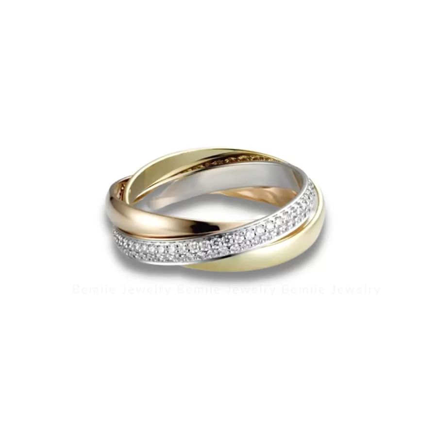 Nhẫn Trinity Small Model Diamond Pave 18K RBDRS012CAR